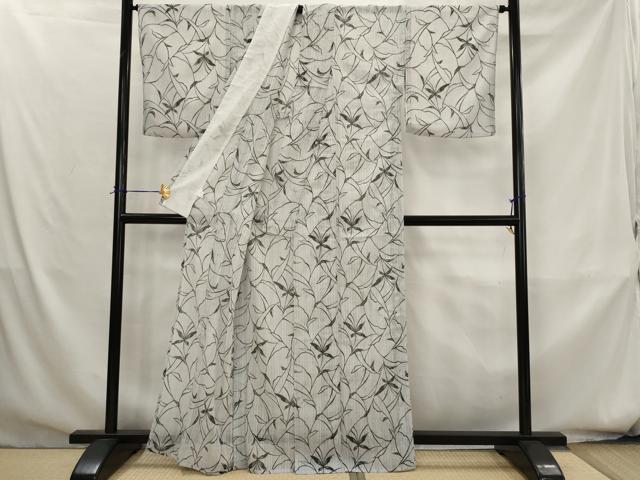平和屋着物*夏物 小紋 紗 草花文 洗える着物 AABK8801st