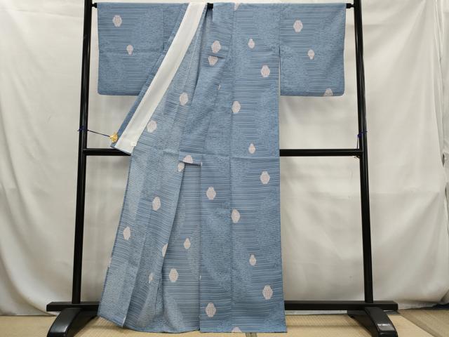 平和屋着物*夏物 小紋 紗 陶器花文 洗える着物 AABK8817st