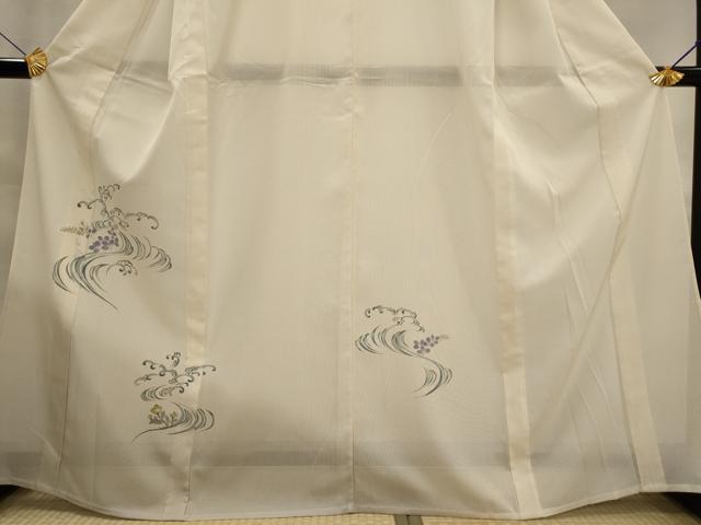平和屋着物*夏物 訪問着 絽 流水花文 暈し染め 銀彩 洗える着物 未使用 AABK8820st