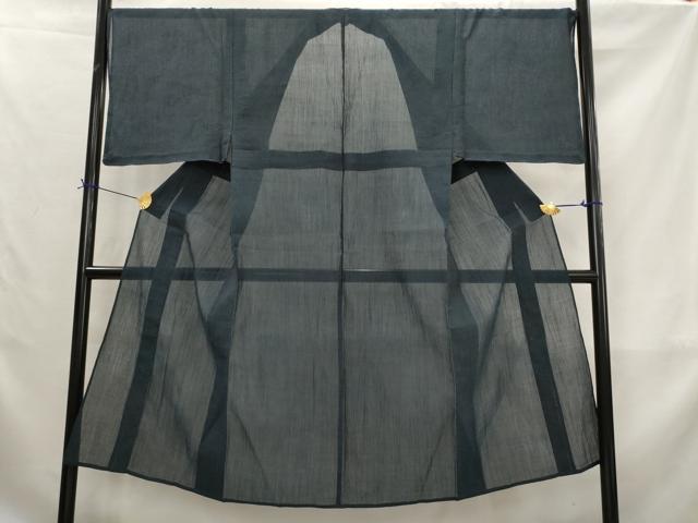 平和屋着物*夏物 男性 小千谷ちぢみ 藍鉄色 麻 逸品 AABK8835st