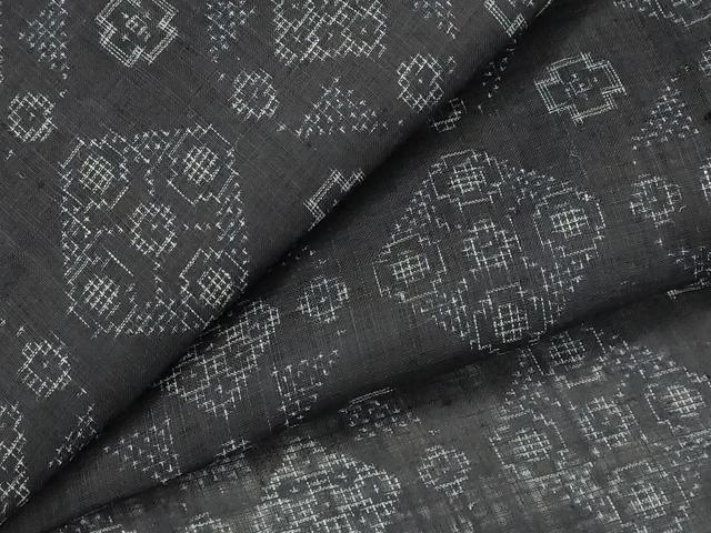 平和屋着物*夏物 重要無形文化財 本場宮古上布 幾何学文様 苧麻 逸品 AABK8845st