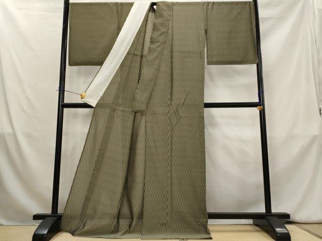 平和屋着物*夏物 お召 薩摩透かし織 網目文 反端付き ロング丈 正絹 逸品 AABK8884st