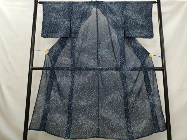 平和屋着物*夏物 小紋 絽 魚 洗える着物 AABK8894st