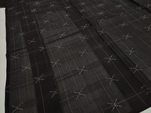平和屋着物*夏物 紗紬 幾何学文様 黒地 正絹 逸品 AABK8908st