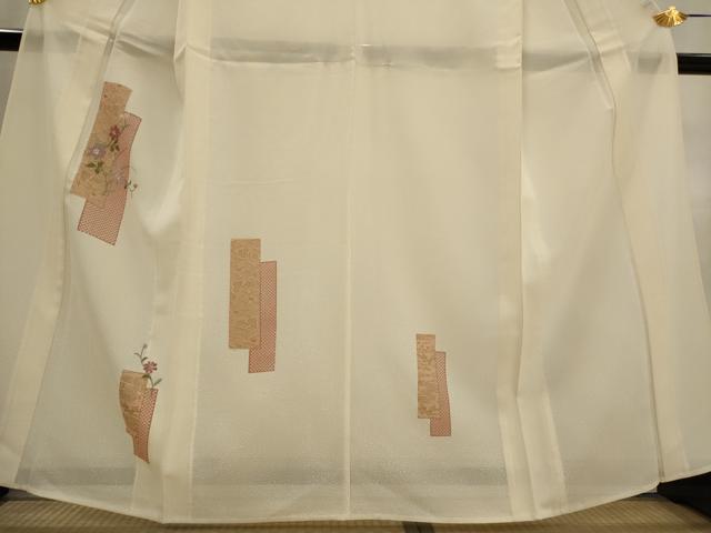 平和屋着物*夏物 訪問着 絽 刺繍 短冊花文 金糸 金彩 正絹 逸品 AABK8911st