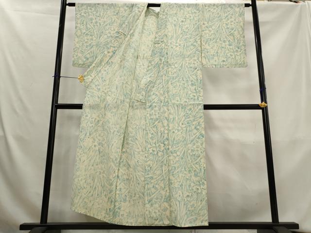 平和屋着物*夏物 小紋 絽 草花尽くし 暈し染め 銀彩 正絹 逸品 AABK8912st