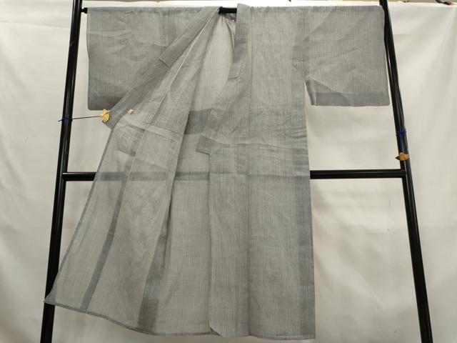 平和屋着物*夏物 男性 本場小千谷ちぢみ 縞 麻 逸品 AABK8915st