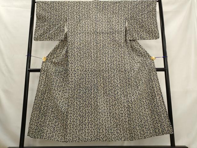 平和屋着物*夏物 小紋 浴衣兼用 絹紅梅 藍 楓 綿絹 逸品 AABK8917st
