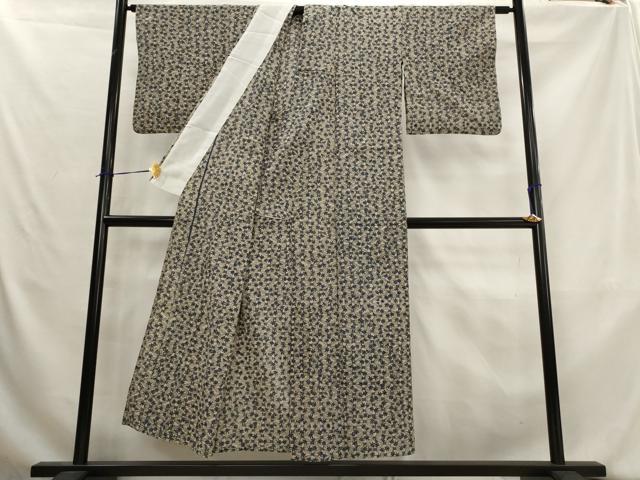 平和屋着物*夏物 小紋 浴衣兼用 絹紅梅 藍 楓 綿絹 逸品 AABK8917st