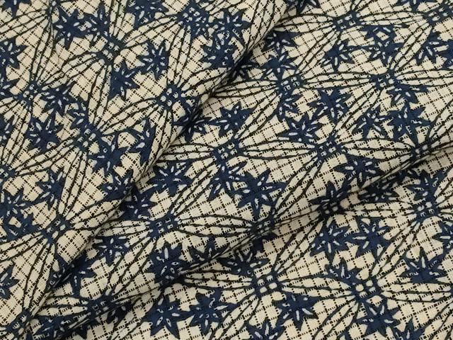 平和屋着物*夏物 小紋 浴衣兼用 絹紅梅 藍 楓 綿絹 逸品 AABK8917st