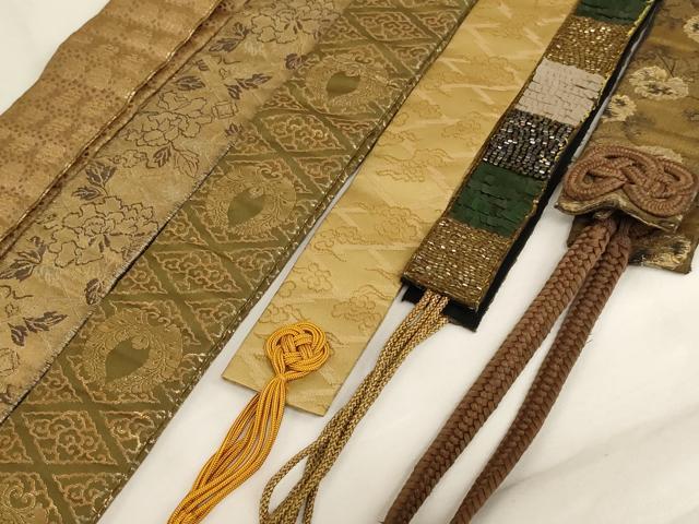 平和屋本店▼輪袈裟6点セット 金襴 草花文 雲 ビーズ 法衣 寺院 仏具 仏教 僧侶 神職 装束 AABK9092ja