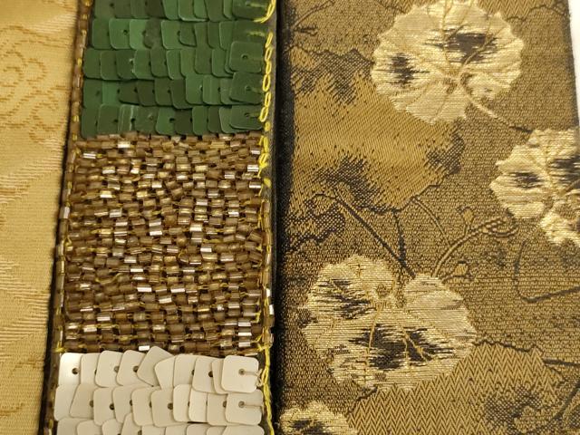 平和屋本店▼輪袈裟6点セット 金襴 草花文 雲 ビーズ 法衣 寺院 仏具 仏教 僧侶 神職 装束 AABK9092ja