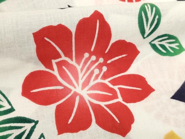 平和屋着物*夏物 浴衣 子供 女の子 注染 舞花文 綿 逸品 未使用 AABK9199ja
