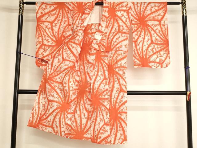 平和屋着物*夏物 浴衣 子供 女の子 総絞り 抽象文 綿 逸品 AABK9201ja