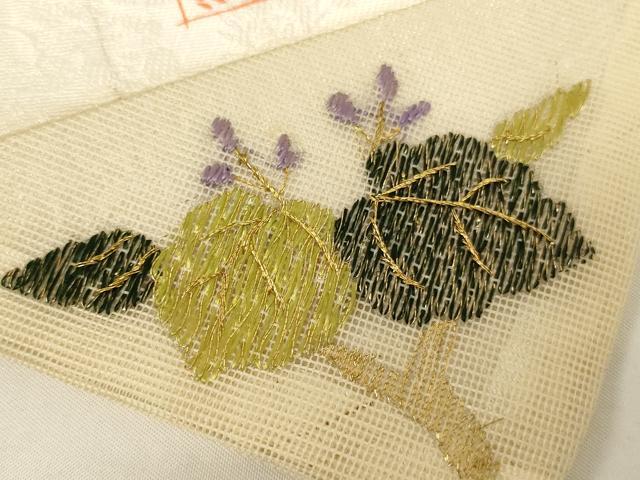 平和屋本店▼夏物 打敷 内敷2点セット 三角 紗 駒刺繍 鳳凰草花文 法衣 寺院 仏具 仏教 僧侶 神職 装束 AABK9318ja