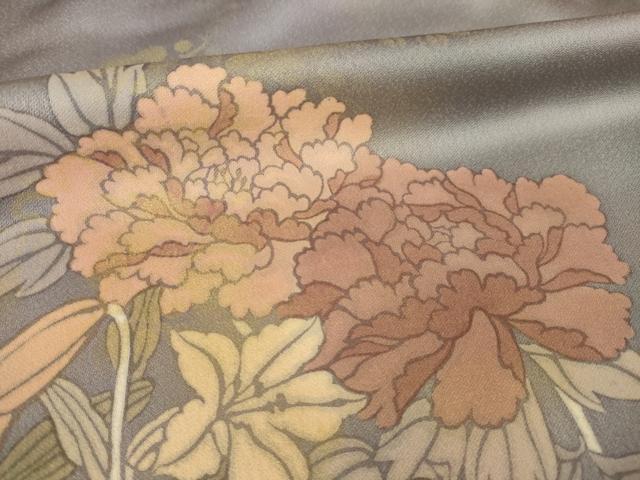 平和屋着物●訪問着 刺繍 草花文 正絹 逸品 AABK9321ck