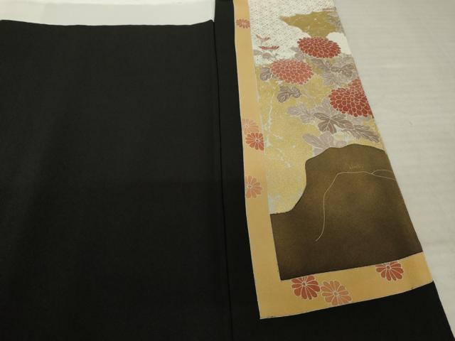 平和屋着物●豪華黒留袖 刺繍 孔雀花文 金彩 正絹 逸品 AABK9323ck