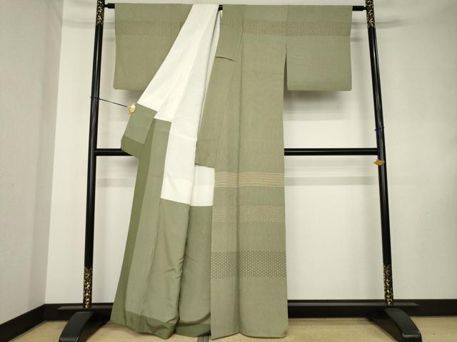 平和屋着物●寺山存男 江戸小紋 訪問着 横段文 縞 正絹 逸品 AABK9324ck