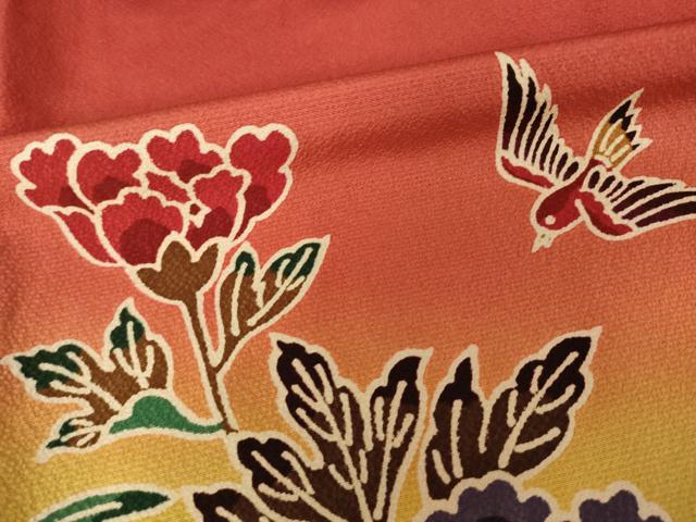 平和屋着物●豪華振袖 紅型 流水花鳥籬文 暈し染め 正絹 逸品 AABK9333ck
