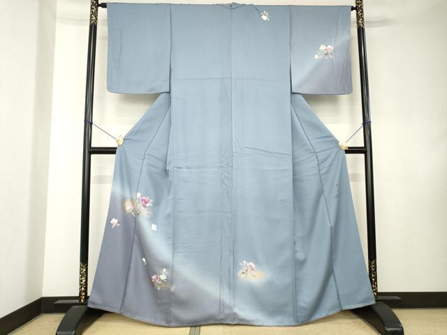 平和屋着物●西陣 京の名門 じゅらく謹製 帝王紫(古代帝王紫) 訪問着 枝花文 暈し染め 金彩 正絹 逸品 未使用 AABK9335ck