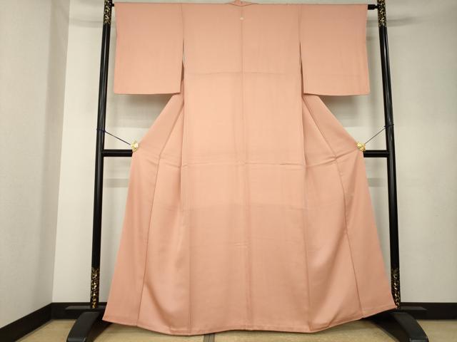 平和屋着物●上質な色無地 作家物 一斤染色 正絹 逸品 AABK9346ck