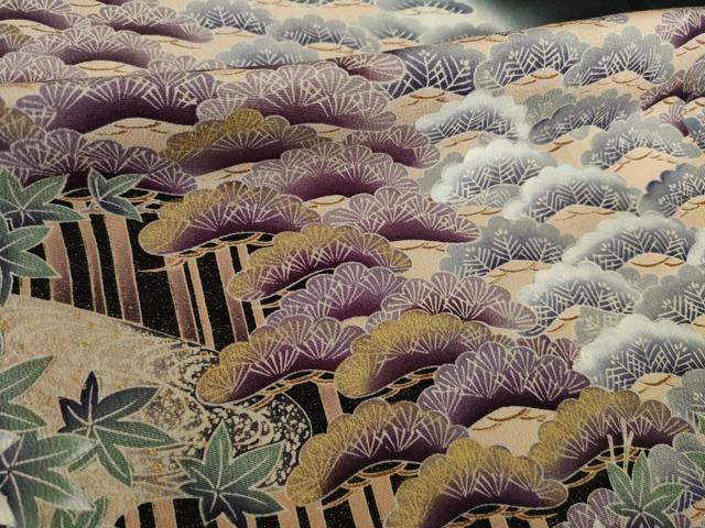 平和屋着物●豪華黒留袖 松尽くし 暈し染め 金彩 正絹 逸品 AABK9351ck