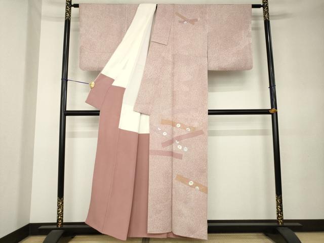 平和屋着物●訪問着 刺繍 短冊花文 正絹 逸品 AABK9360ck
