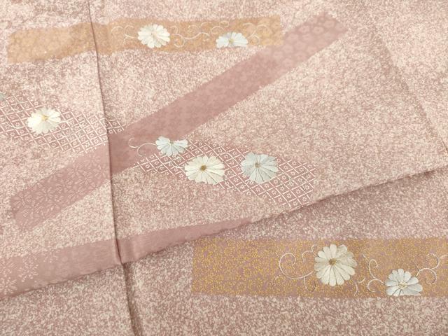 平和屋着物●訪問着 刺繍 短冊花文 正絹 逸品 AABK9360ck