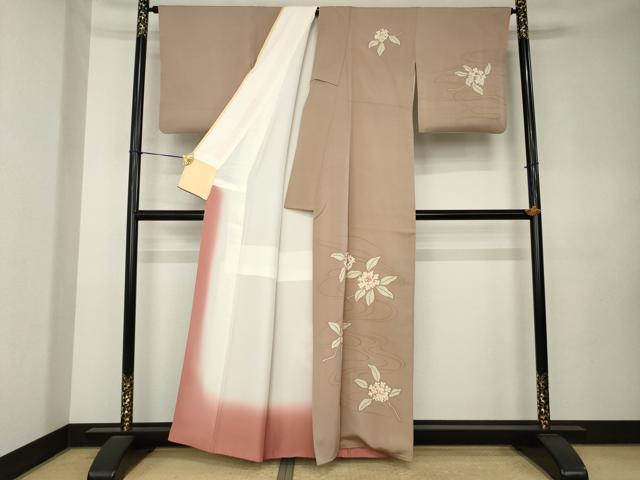 平和屋着物●訪問着 流水花文 正絹 逸品 AABK9361ck