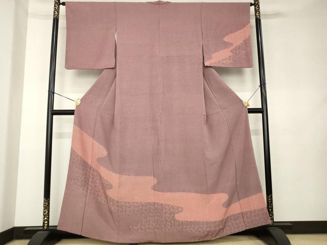 平和屋着物●伝統工芸士 廣瀬雄望 江戸小紋 訪問着 流水文 正絹 逸品 AABK9362ck
