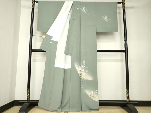 平和屋着物●訪問着 友禅 作家物 草花文 暈し染め 正絹 逸品 未使用 AABK9366ck