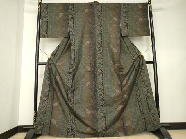 平和屋着物●本場大島紬 9マルキ 楽器花間道 正絹 逸品 AABK9371ck