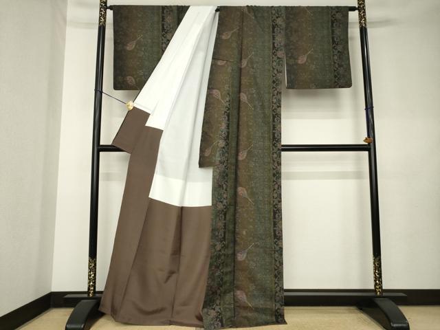平和屋着物●本場大島紬 9マルキ 楽器花間道 正絹 逸品 AABK9371ck