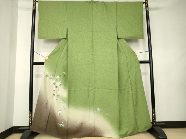 平和屋着物●訪問着 刺繍 草花文 猫 金彩 やまと誂製 正絹 逸品 AABK9380ck