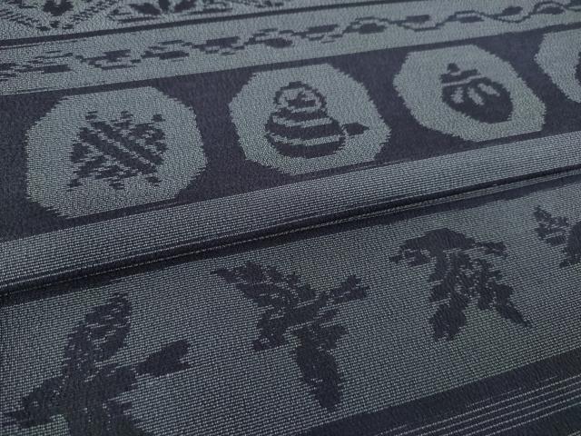 平和屋着物●お召 横段文 成り物 正絹 逸品 AABK9390ck