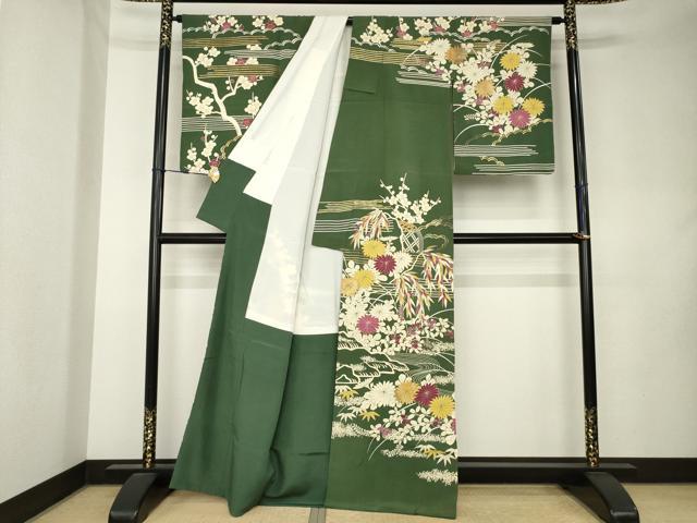 平和屋着物●訪問着 流水花文 金彩 正絹 逸品 AABK9392ck