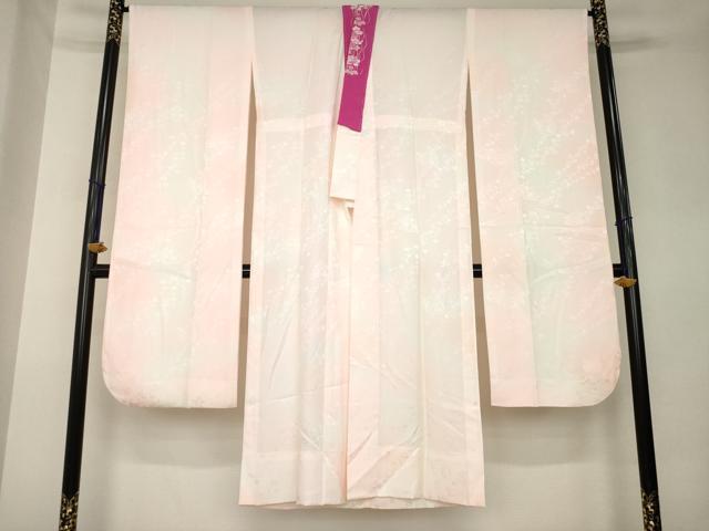 平和屋着物●振袖用長襦袢 無双仕立て 草花地紋 暈し染め 半衿刺繍 正絹 逸品 AABK9400ck