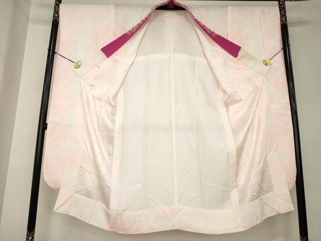平和屋着物●振袖用長襦袢 無双仕立て 草花地紋 暈し染め 半衿刺繍 正絹 逸品 AABK9400ck