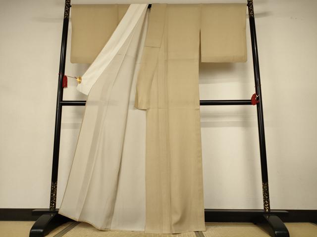 平和屋着物*夏物 江戸小紋 絽 万筋 黄色×白色 正絹 逸品 AABK9402jd