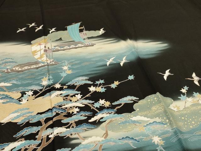 平和屋着物*夏物 黒留袖 絽 作家物 風景文 暈し染め 金彩 正絹 逸品 AABK9428jd