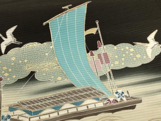 平和屋着物*夏物 黒留袖 絽 作家物 風景文 暈し染め 金彩 正絹 逸品 AABK9428jd