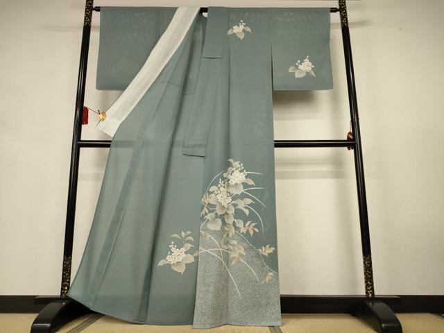 平和屋着物*夏物 訪問着 絽 草花文 銀彩 正絹 逸品 未使用 AABK9430jd