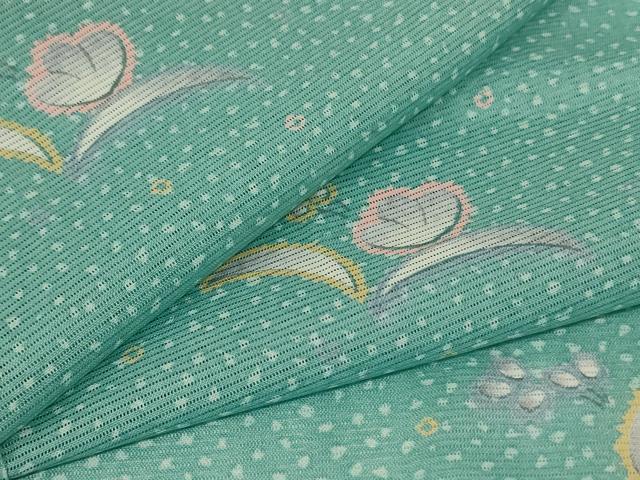 平和屋着物*夏物 小紋 絽 舞花文 洗える着物 AABK9452jd