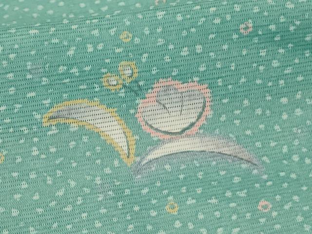 平和屋着物*夏物 小紋 絽 舞花文 洗える着物 AABK9452jd