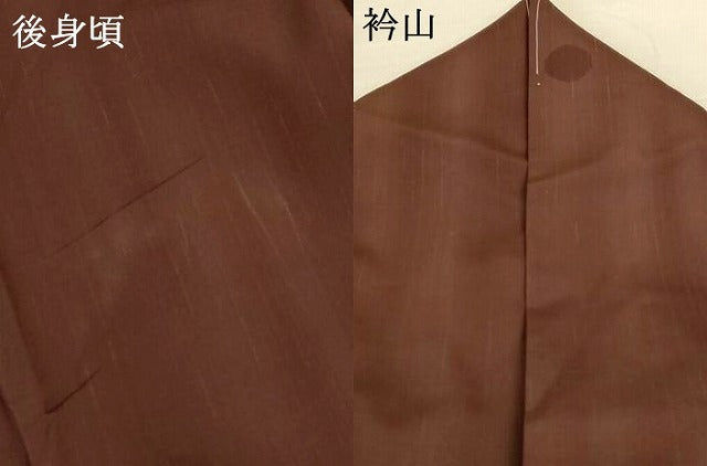 平和屋着物*夏物 色無地 丸紋紗 煤竹色 正絹 逸品 AABK9460jd