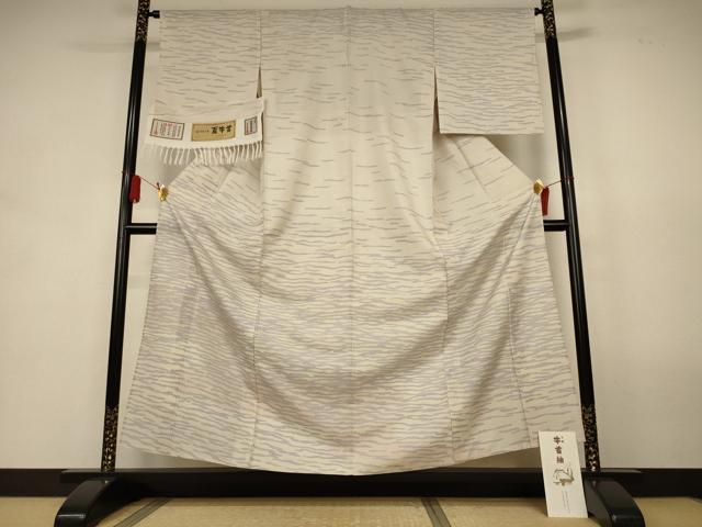 平和屋着物*夏物 石川県指定無形文化財 夏牛首紬 白山工房 手織り 訪問着 霞文 証紙・パンフレット付き 正絹 逸品 AABK9473jd