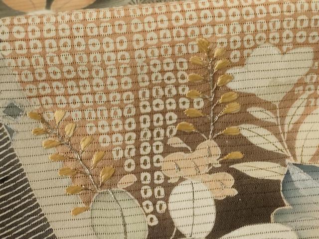平和屋着物*夏物 アンティーク 大正ロマン 黒留袖 絽 刺繍 貝桶花文 暈し染め 正絹 逸品 AABK9483jd