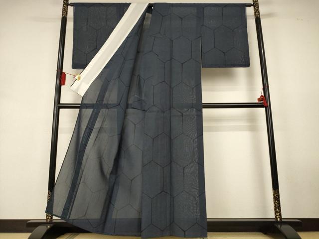 平和屋着物*夏物 本場大島紬 夏大島 亀甲文 正絹 逸品 未使用 AABK9490jd