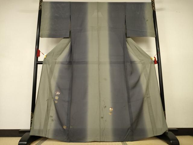 平和屋着物*夏物 訪問着 絽 鶴 暈し染め 金彩 正絹 逸品 AABK9494jd
