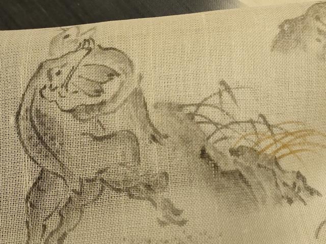 平和屋着物*夏物 訪問着 絹芭蕉 作家物 鳥獣戯画 暈し染め 正絹 逸品 AABK9506jd